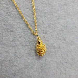 24KT‎ Gold Plated Pinecone Necklace Natures Jewelry Fall New